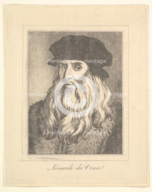 Portrait of Leonardo da Vinci (from Characaturas by Leonardo da Vinci, from Drawings by Wi..., 1786. Creator: Unknown.