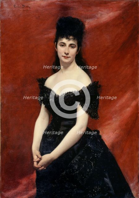 Portrait of Léonie Dufresne, Baroness Le Vavasseur, then Marquise de Vaucouleurs by Lanjamet, 1875. Creator: Charles Emile Auguste Carolus-Duran.