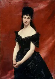 Portrait of Léonie Dufresne, Baroness Le Vavasseur, then Marquise de Vaucouleurs by Lanjamet, 1875. Creator: Charles Emile Auguste Carolus-Duran