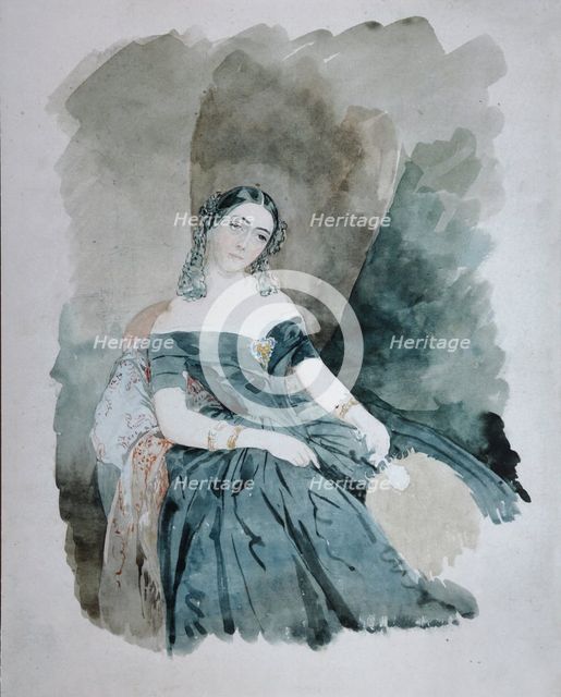 Portrait of Leonilla Ivanovna Baryatinskaya, Princess zu Sayn Wittgenstein (1816-1918), 1846. Artist: Sadovnikov, Vasily Semyonovich (1800-1879)