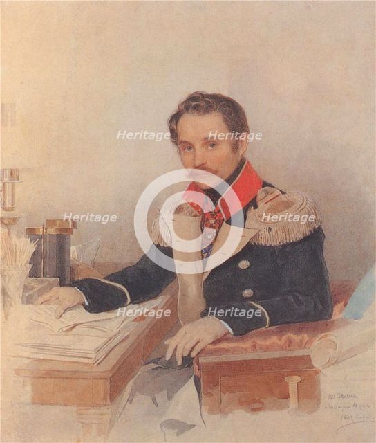 Portrait of Leonty Vasilievich Dubelt (1792-1862), Chief of Staff of the Corps of Gendarmes, 1834. Artist: Sokolov, Pyotr Fyodorovich (1791-1848)