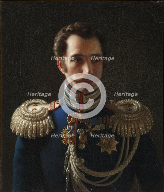 Portrait of Leonty Vasilievich Dubelt (1792-1862), Chief of Staff of the Corps of Gendarmes, c. 1843 Artist: Tyranov, Alexei Vasilyevich (1808-1859)