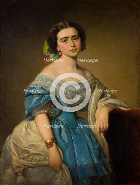 Portrait of Leontyna Aniela Aszpergerówna, 1855. Creator: Alojzy Rejchan.