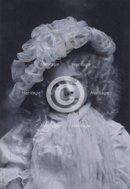 Portrait of little girl in frilly hat, c1900. Creator: Addie Kilburn Robinson.