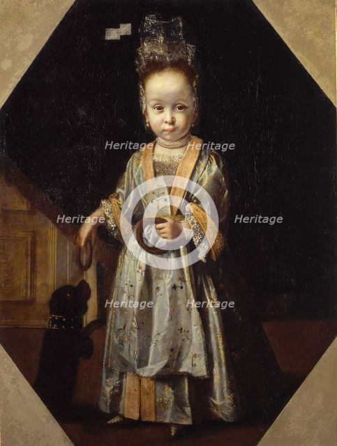 Portrait of little girl with puppy. Artist: Cittadini, Pierfrancesco (1616-1681)
