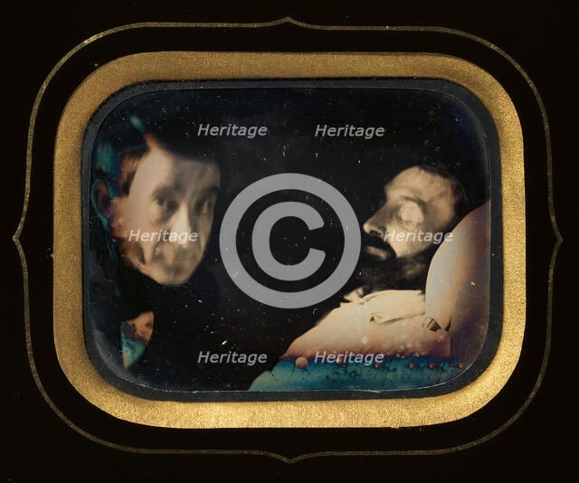 [Portrait of Living Man beside Dead Man], ca. 1850. Creator: Louis Dodero.