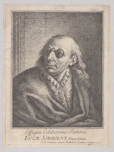 Portrait of Luca Giordano, wearing round spectacles and looking to the left, 1692-1727., 1692-1727. Creator: Giovanni Battista Catenaro