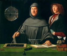 Portrait of Luca Pacioli (1445-1517) with a student, 1495. Creator: Jacopo de Barbari (c. 1460/70-before 1516)