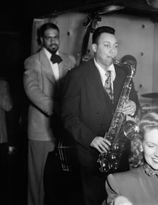 Portrait of Lucky Thompson, Hilda A. Taylor, and Al McKibbon, Three Deuces, N.Y., ca. July 1948. Creator: William Paul Gottlieb