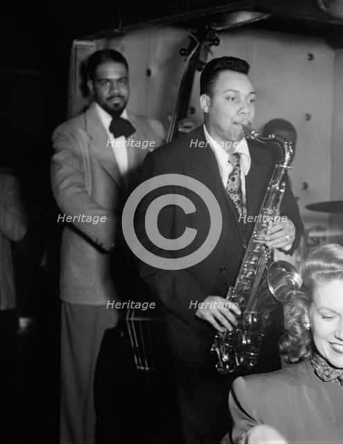 Portrait of Lucky Thompson, Hilda A. Taylor, and Al McKibbon, Three Deuces, N.Y., ca. July 1948. Creator: William Paul Gottlieb.