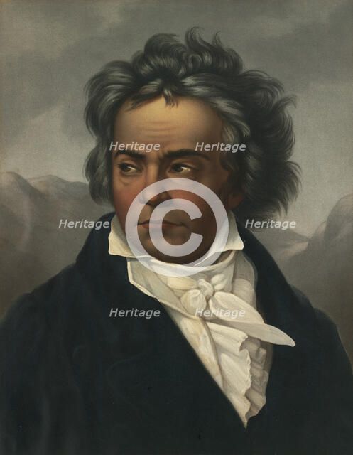Portrait of Ludwig van Beethoven (1770-1827), c. 1861. Creator: Schimon, Ferdinand (1797-1852).