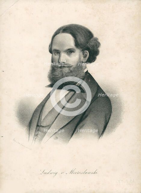 Portrait of Ludwik Mieroslawski (1814-1878), c. 1850. Creator: Domschke, Carl (1812-1881).