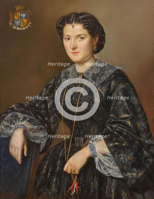 Portrait of Luisa Muti (1822-1904), second wife of Enrico Caetani (1780-1850), XII Duke of... 1846. Creator: Orlov, Pimen Nikitich (1812-1863).