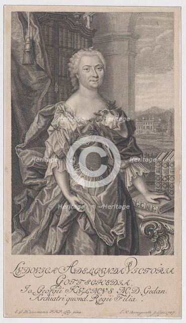 Portrait of Luise Gottsched, 1757. Creator: Johann Martin Bernigeroth.