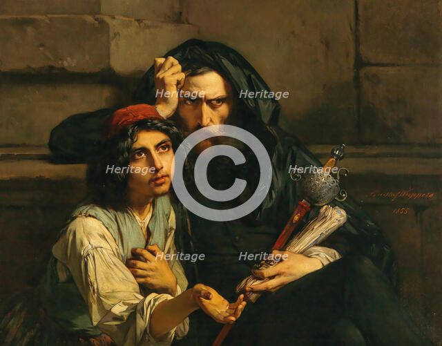 Portrait of Luís de Camões and his guide, 1855. Creator: Wappers, Gustave (1803-1874).