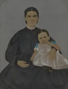 Portrait of mother and baby, 1860s-1880s. Creator: Unknown