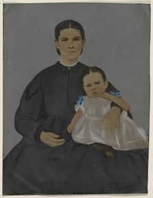 Portrait of mother and baby, 1860s-1880s. Creator: Unknown