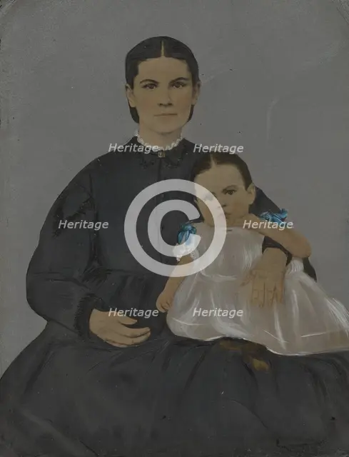 Portrait of mother and baby, 1860s-1880s. Creator: Unknown.