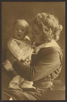 Portrait of Mother Smiling at Child, 1907-1924. Creator: Louis Fleckenstein