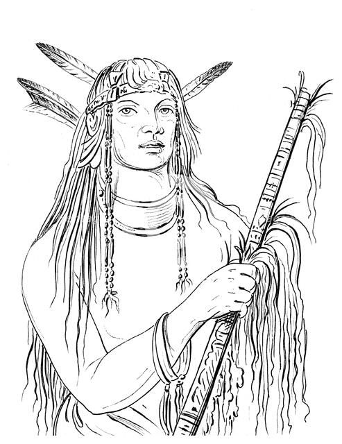 Portrait of 'Mouse Coloured Feather', Native American man, 1841.Artist: Myers and Co