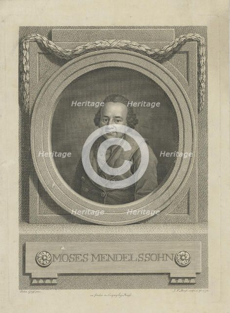 Portrait of Moses Mendelssohn (1729-1786) , 1772. Creator: Bause, Johann Friedrich (1738-1814).