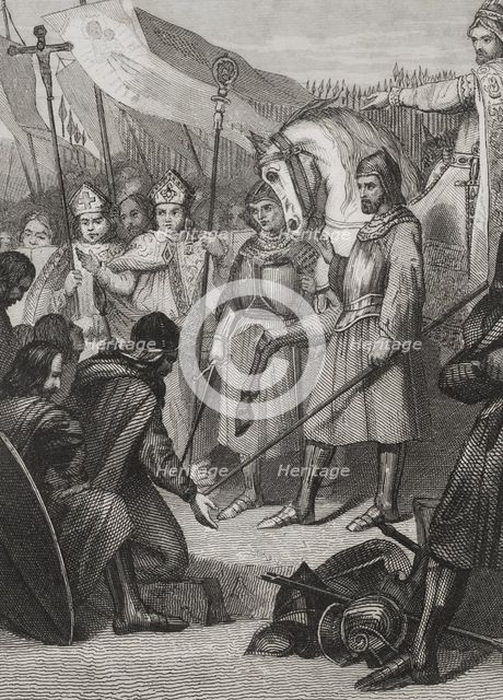 Portrait of Mauregatus of Asturias, the Usurper (?-788), King of Asturias from 783 to 788, 1853.  Creators: Unknown, Antonio Roca Sallent.