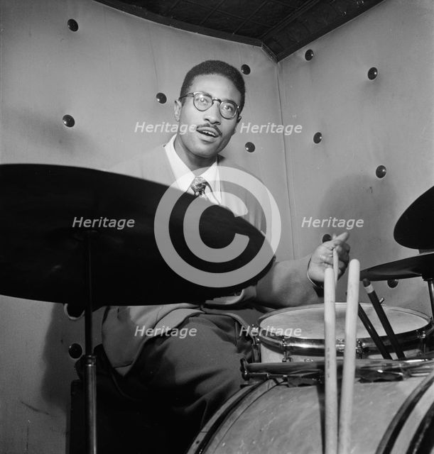 Portrait of Max Roach, Three Deuces, New York, N.Y., ca. Oct. 1947. Creator: William Paul Gottlieb.