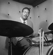 Portrait of Max Roach, Three Deuces, New York, N.Y., ca. Oct. 1947. Creator: William Paul Gottlieb