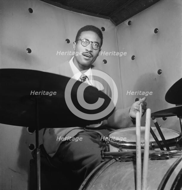 Portrait of Max Roach, Three Deuces, New York, N.Y., ca. Oct. 1947. Creator: William Paul Gottlieb.