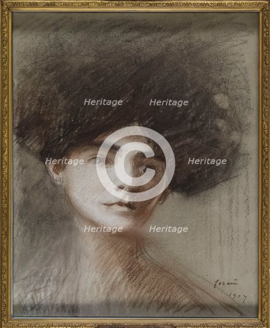 Portrait of Madame Marie de Régnier, née de Hérédia, 1907. Creator: Forain, Jean-Louis (1852-1931).