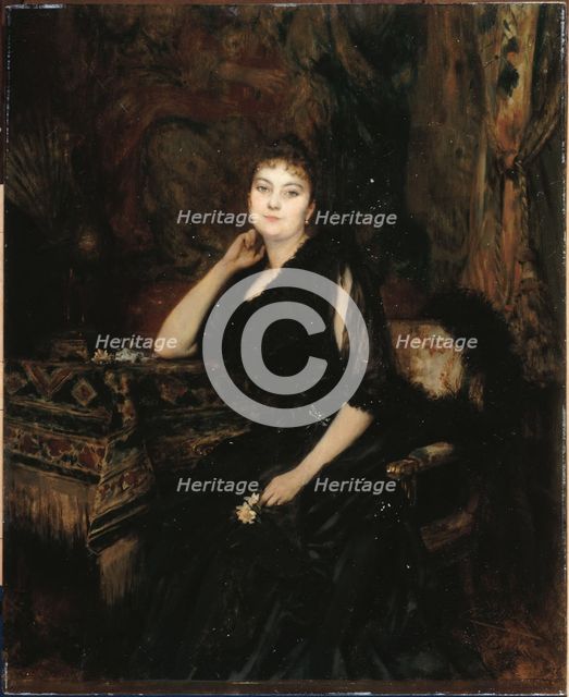Portrait of Madame Olympe Heriot, born Cyprienne Dubernet (1857-1947), 1891. Creator: Theobald Chartran.