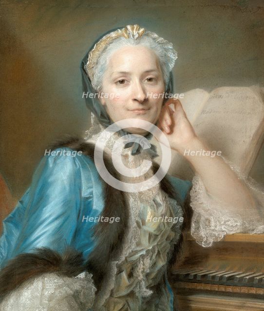 Portrait of Madame Anne-Jeanne Cassanéa de Mondonville, née Boucon (1708-1780), c. 1752. Creator: Maurice-Quentin de La Tour.