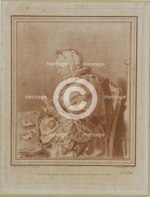 Portrait of Madame Geoffrin (1699-1777), 1770. Creator: Demarteau, Gilles (1722-1776).