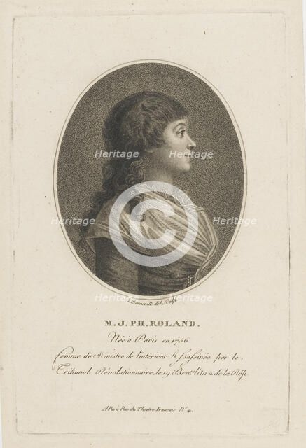 Portrait of Madame Roland (1754-1793), c. 1800. Creator: Bonneville, François (active 1787-1802).