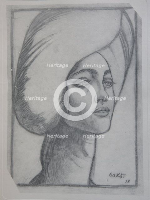 Portrait of madame T., 1918. Artist: Bakst, Léon (1866-1924)