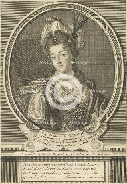 Portrait of Madeleine de Scudéry (1607-1701), c. 1710. Creator: Desrochers, Étienne-Jehandier (1668-1741).