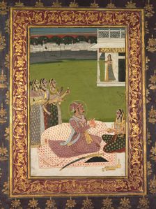 Portrait of Maharaja Savant Singh with Consort, Bani Thani, mid-1700s. Creator: Nihal Chand (Indian), attributed to