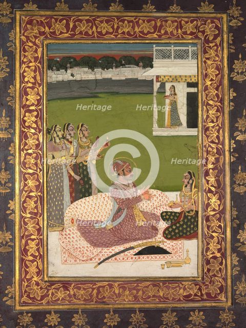 Portrait of Maharaja Savant Singh with Consort, Bani Thani, mid-1700s. Creator: Nihal Chand (Indian), attributed to.