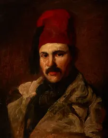 Portrait of Maksymilian Oborski Wearing a Fez, between 1840-1848. Creator: Piotr Michalowski