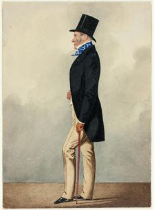 Portrait of Man in Black Coat and Blue and White Cravat, 1835/40. Creator: Richard Dighton