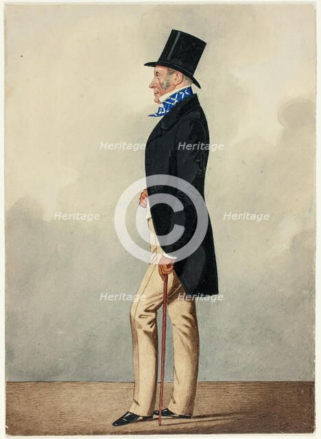 Portrait of Man in Black Coat and Blue and White Cravat, 1835/40. Creator: Richard Dighton.