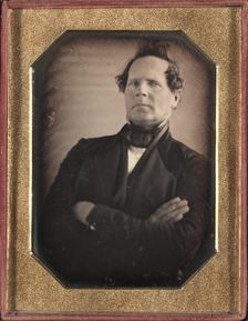Portrait of Man Leaning Away from Camera, late 1840s. Creator: Unidentified Photographer