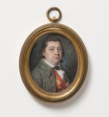 Portrait of Man with Brown Jacket, Orange and Yellow Ribbon, 18th century. Creator: Anon