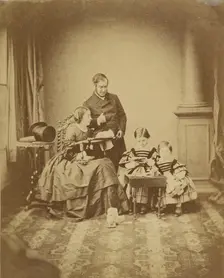 Portrait of man, woman, and children, about 1859. Creator: Unknown