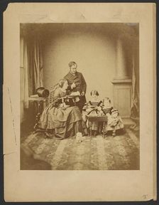 Portrait of man, woman, and children, about 1859. Creator: Unknown