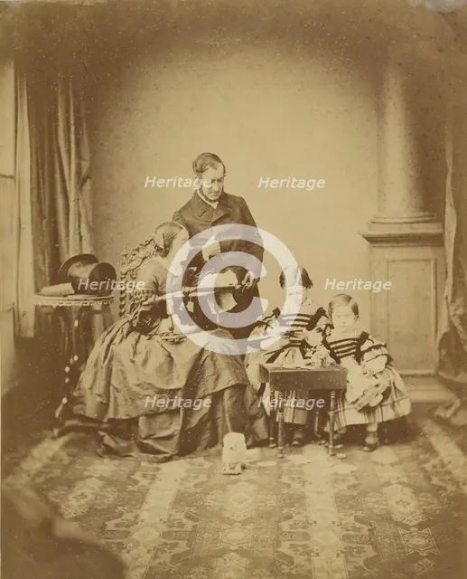 Portrait of man, woman, and children, about 1859. Creator: Unknown.