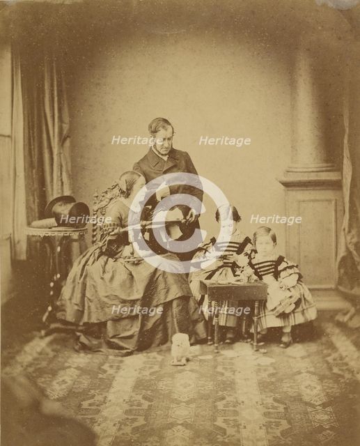 Portrait of man, woman, and children, about 1859. Creator: Unknown.