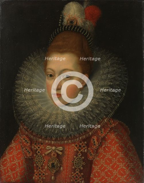 Portrait of Margaret of Austria (1584-1611), Queen of Spain, c.1600. Creator: Anon.