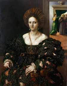 Portrait of Margaret Paleologa (1510-1566), Marquise of Montferrat and Duchess of Mantua, c1531. Creator: Romano, Giulio (1499-1546)