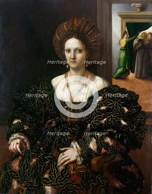 Portrait of Margaret Paleologa (1510-1566), Marquise of Montferrat and  Duchess of Mantua, c1531. Creator: Romano, Giulio (1499-1546).